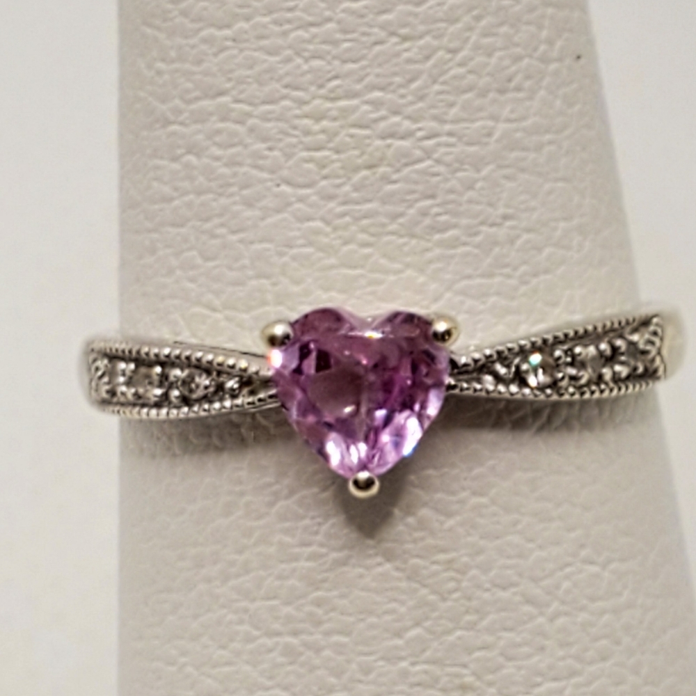 10k pink sapphire/diamond ring